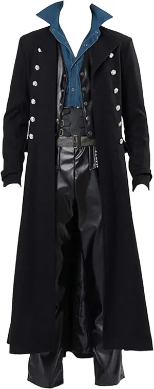 hhaappyy Men's Medieval Gothic Steampunk Trench Coat Vintage Tailcoat Halloween Costumes Pirate Frock Coat Victorian Jacket