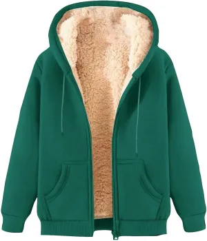 Hoodies for Men Heavyweight Fleece Sweatshirt Full Zip up Thick Sherpa Lined Jacket Winter Hooded Coat Warm Sweaters