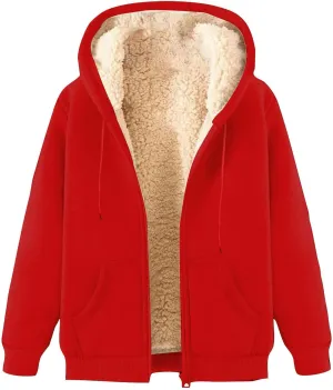 Hoodies for Men Heavyweight Fleece Sweatshirt - Full Zip Up Thick Sherpa Lined Winter Jackets with Pockets