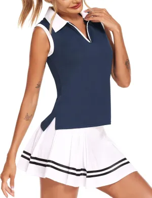 HOTLOOX Women Sleeveless Golf Polo Shirts Summer 2025 UPF 50  Zipper V Neck Tennis Tank Top S-XXL