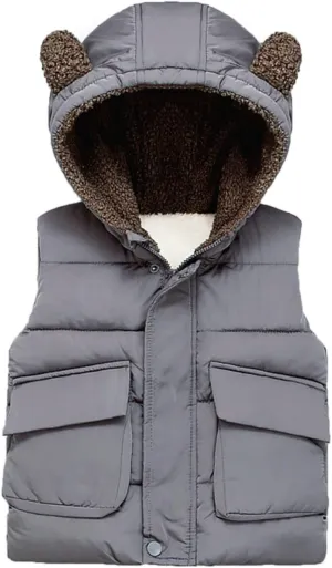 Kids Padded Coat Kids Toddler Baby Girls Boys Autumn Winter Warm Thick Ear Cotton Hooded Long Sleeve Youth Winter Coat