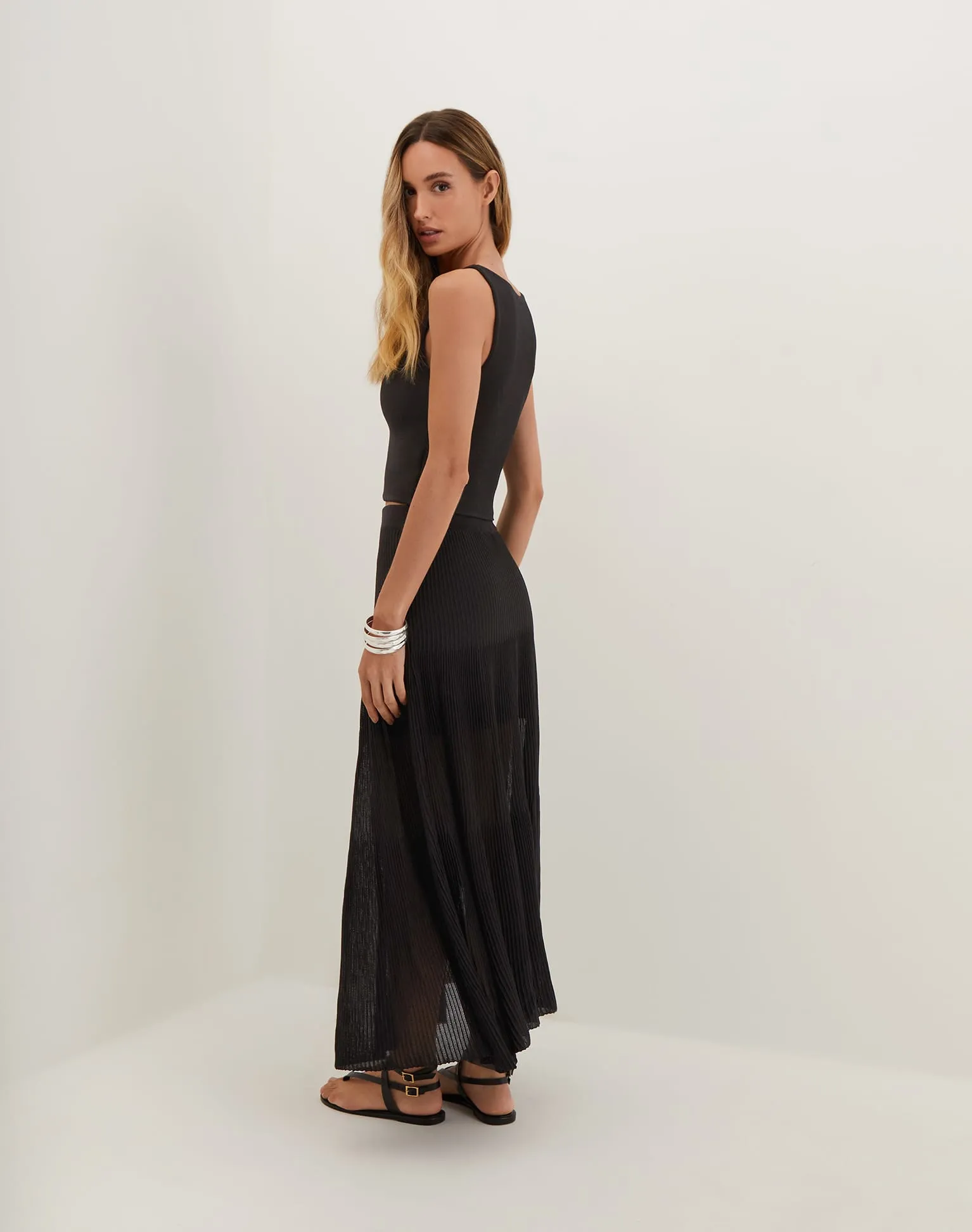 Knit Maira Long Skirt - Black