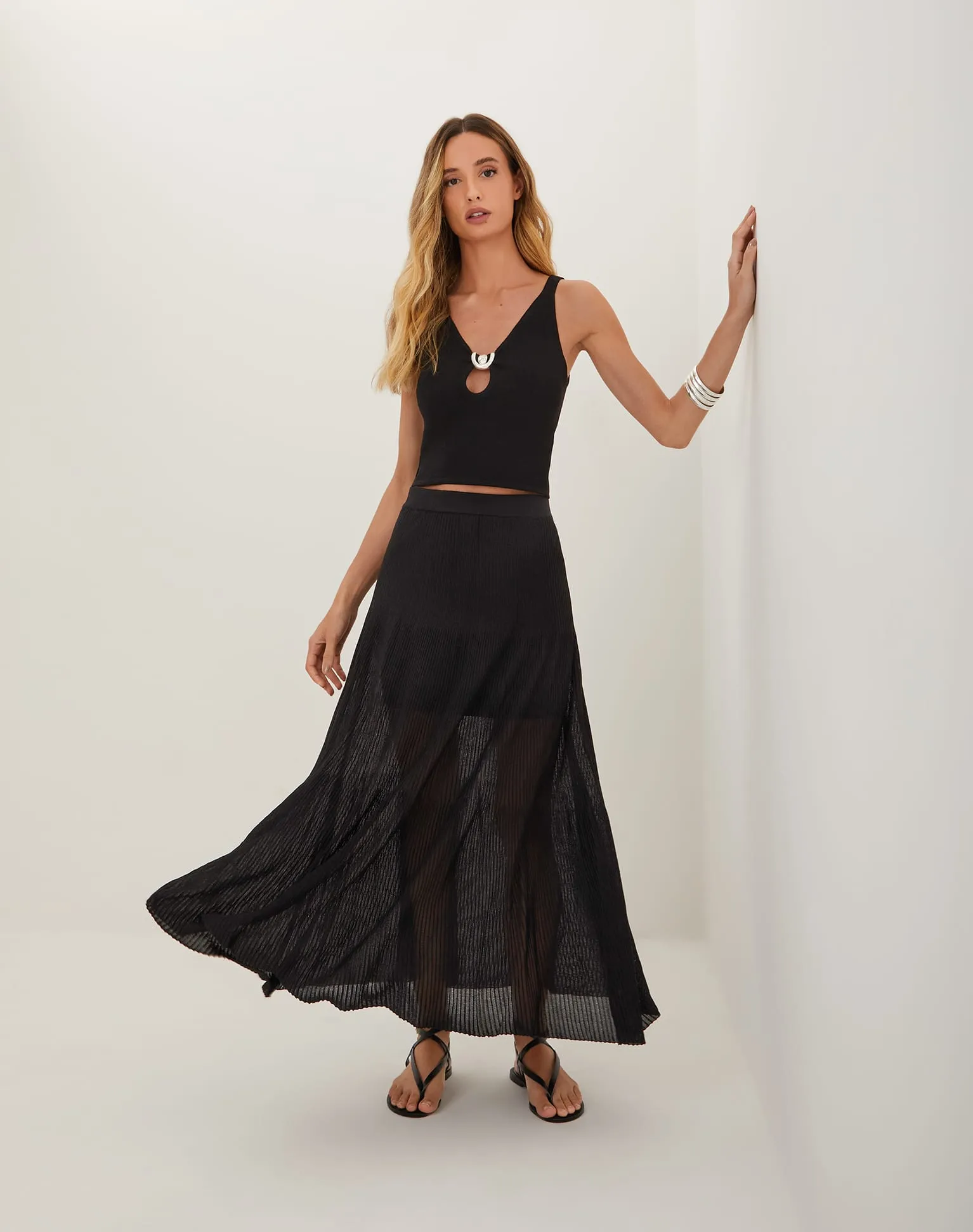 Knit Maira Long Skirt - Black