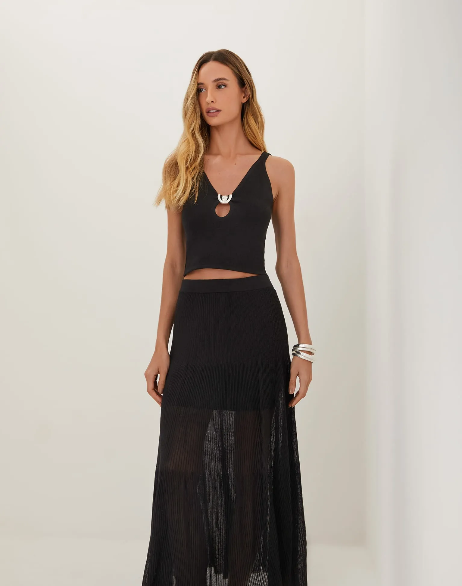 Knit Maira Long Skirt - Black
