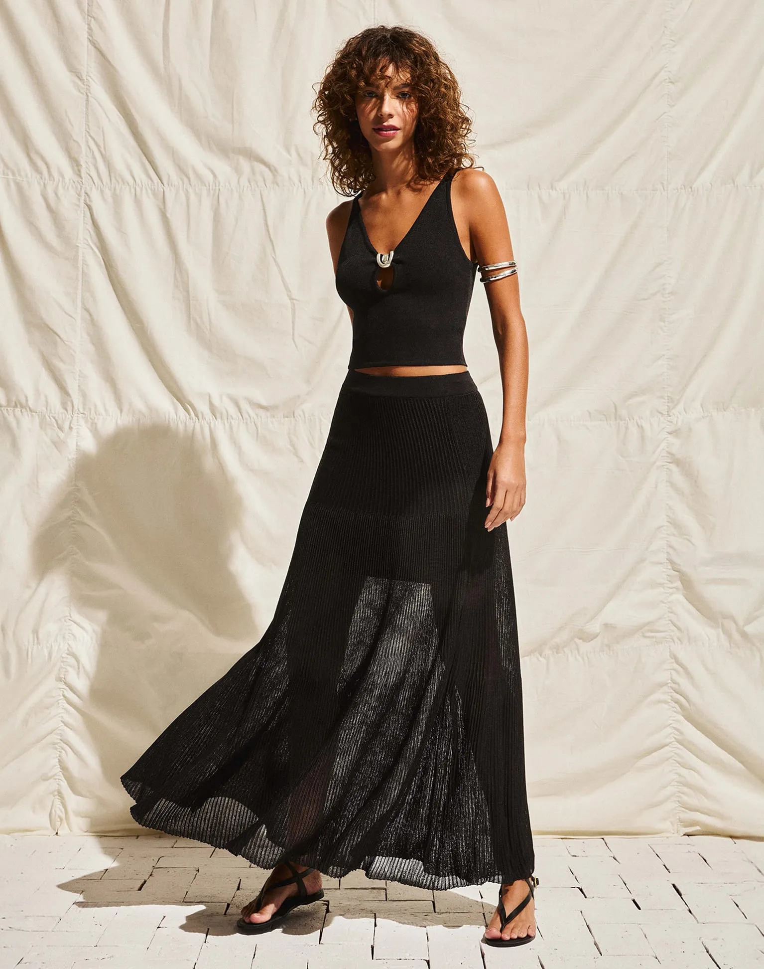 Knit Maira Long Skirt - Black