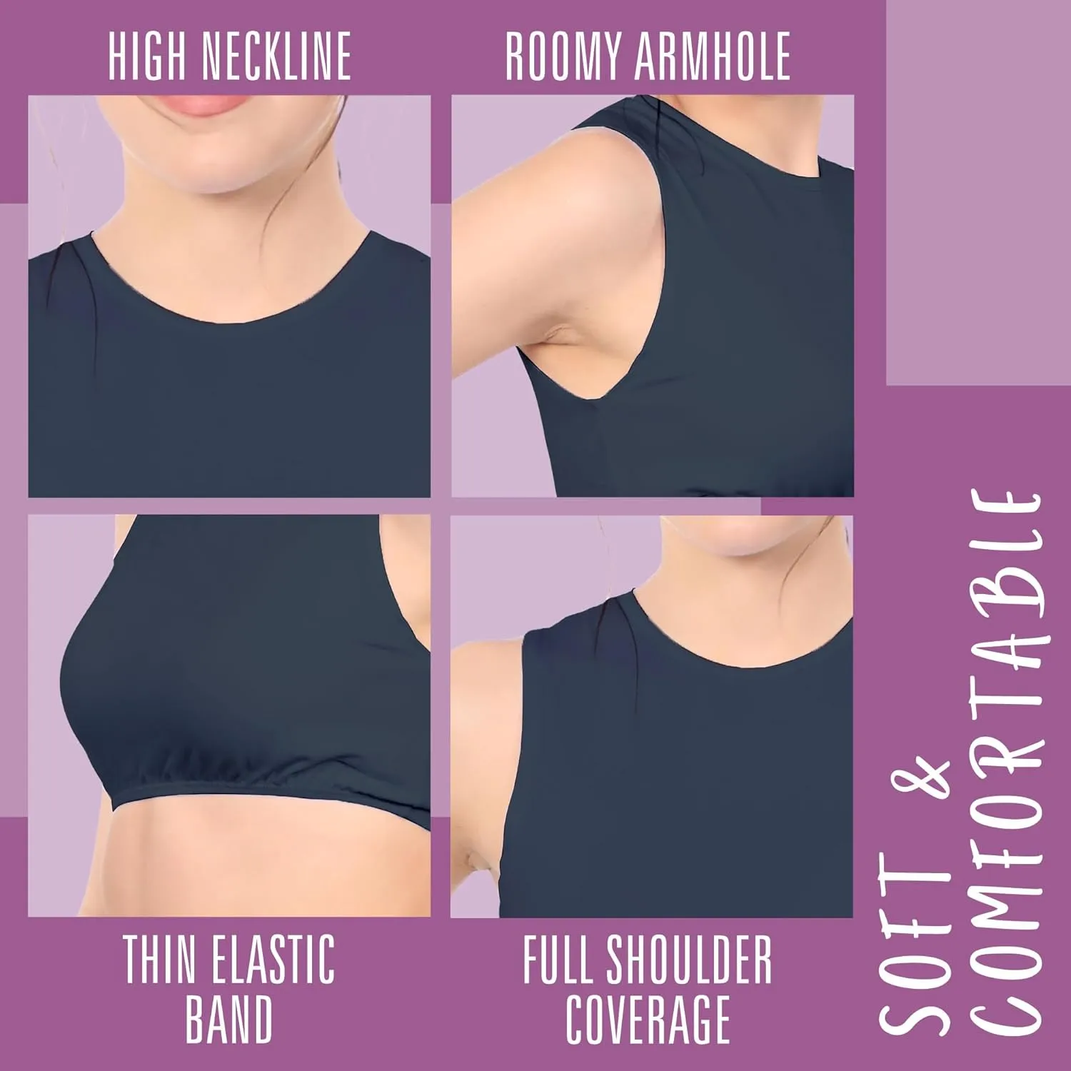 Kosher Casual Women's Modest High Neck Cropped Layering Shell - Cotton Spandex Full Shoulder Sleeveless Tank