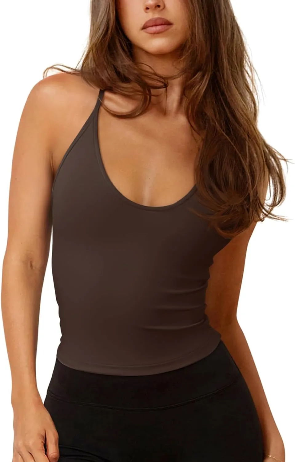 LASLULU Womens Sleeveless Halter Neck Workout Tops Adjustable Tie Camisole Backless Casual Basic Cami Gym Yoga Tank Tops