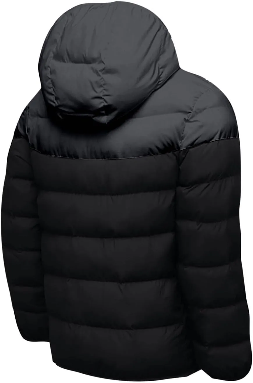 lcziwo Men's Hooded Puffer Jacket Color Block Winter Warm Cotton Padded Coats Outdoor Outerwear with Zipper Pockets