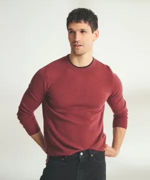 Lightweight Cashmere Contrast Trim Crewneck Sweater