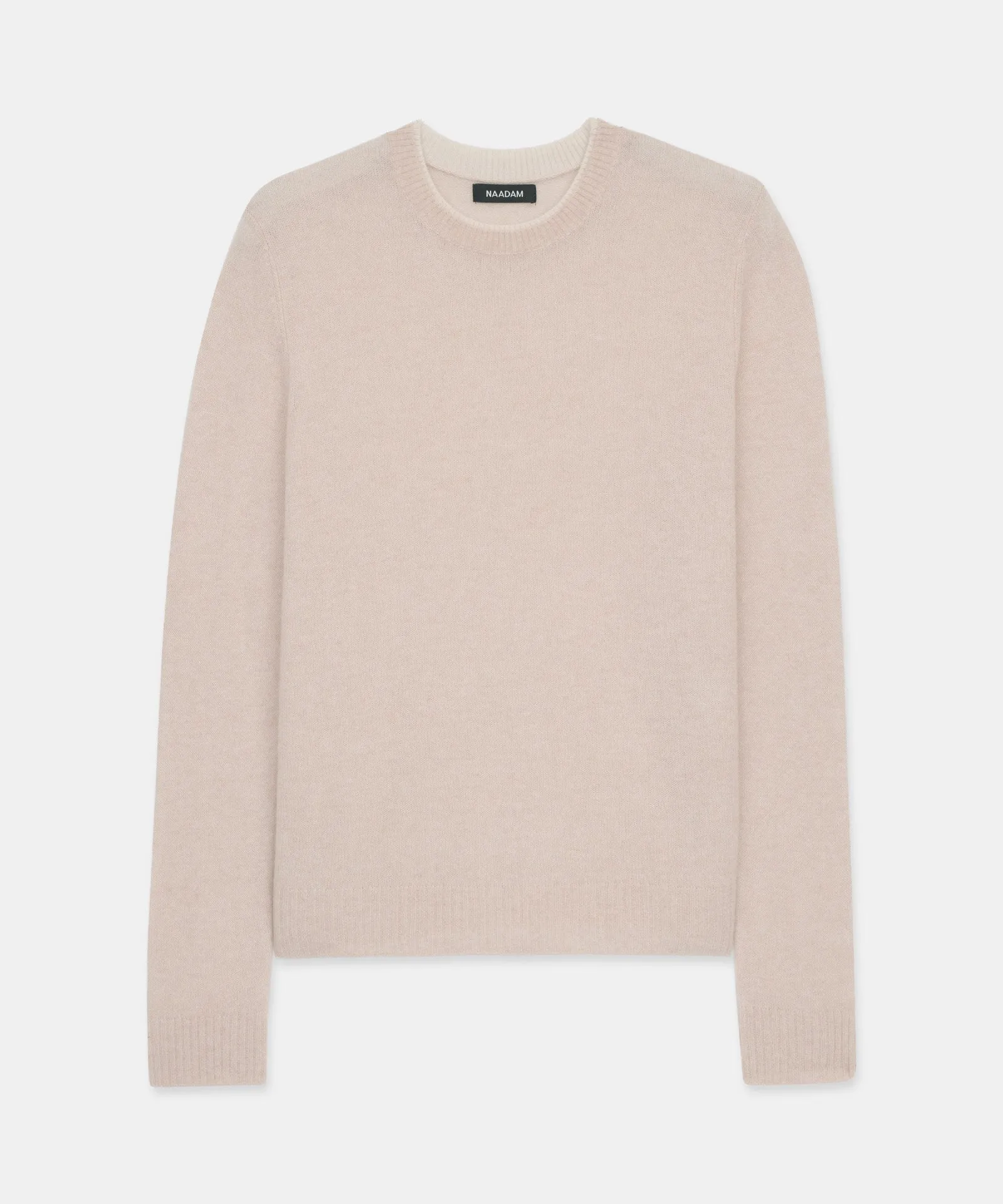 Lightweight Cashmere Contrast Trim Crewneck Sweater