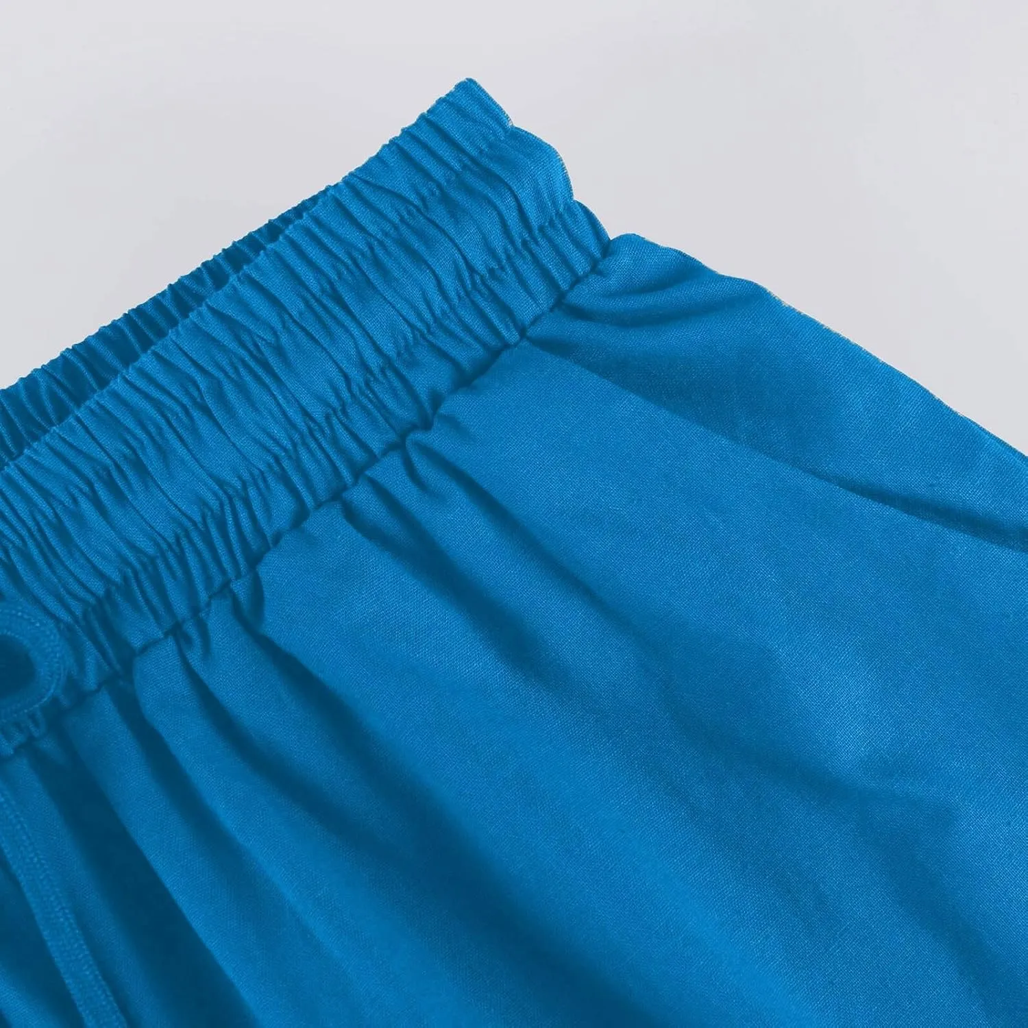 Linen Pants for Women Solid Color Casual Side Lace Summer Drawstring Pants with Pocket for Beach Vacations