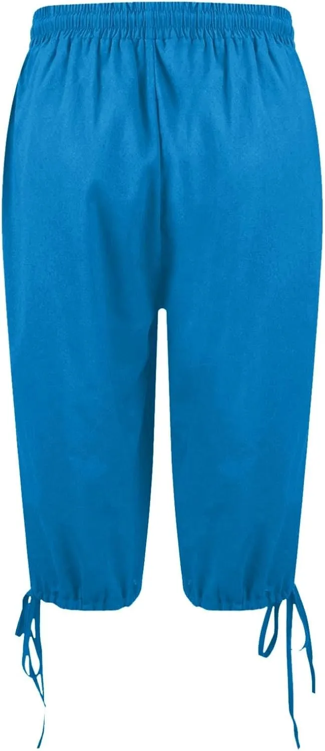 Linen Pants for Women Solid Color Casual Side Lace Summer Drawstring Pants with Pocket for Beach Vacations