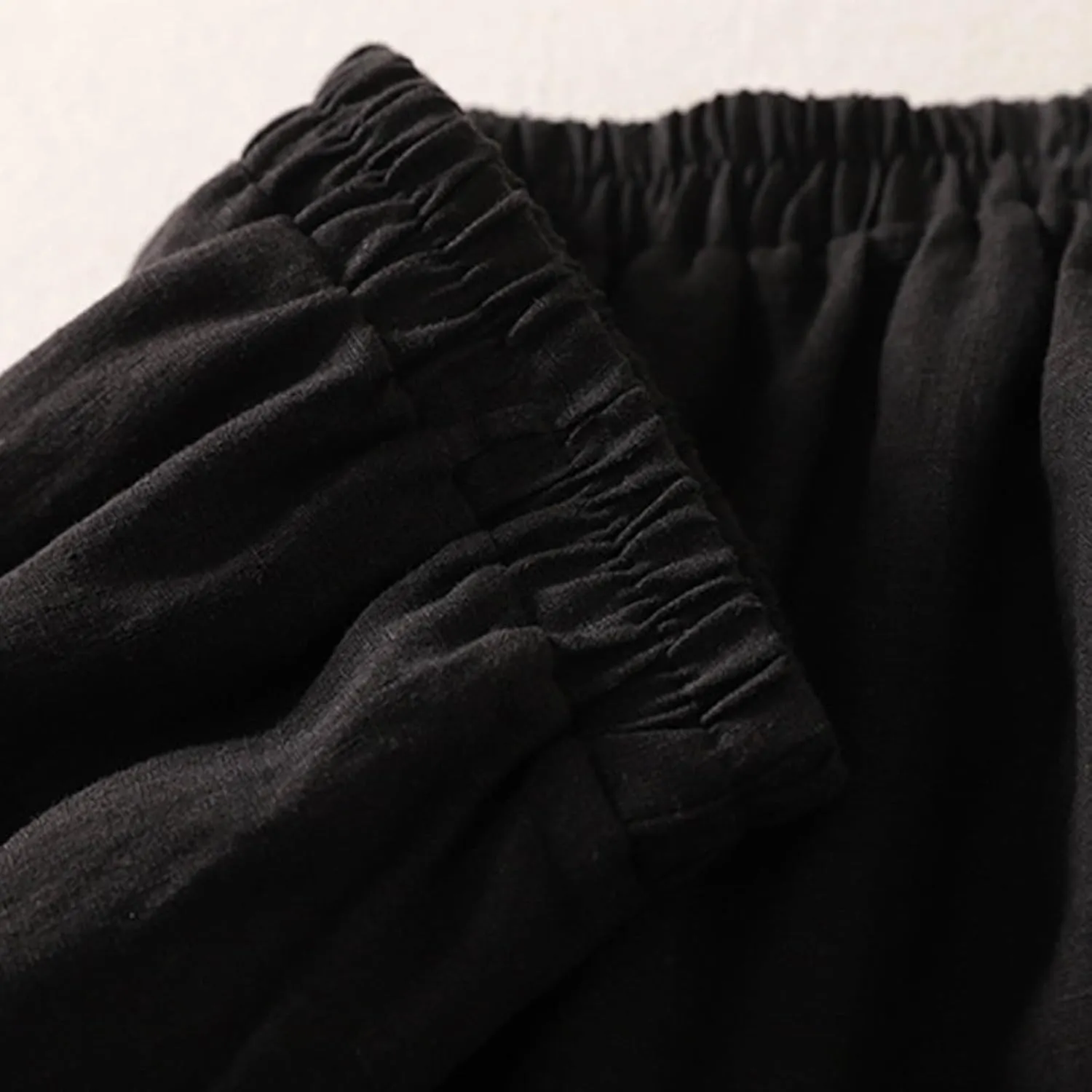 Linen Pants for Women Summer Linen Pant Nine Point Pants with Elastic Waist Loose Artistic Womens Linen Pants Wide Leg