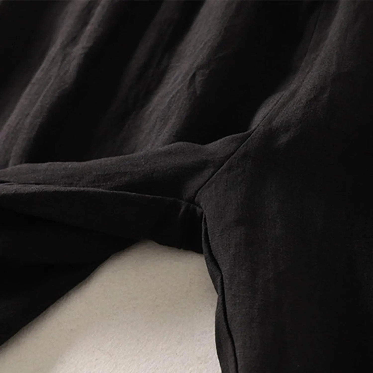 Linen Pants for Women Summer Linen Pant Nine Point Pants with Elastic Waist Loose Artistic Womens Linen Pants Wide Leg