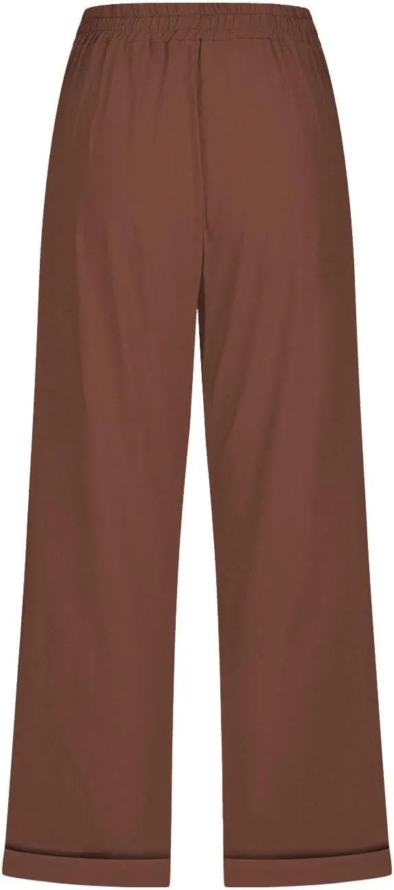 Linen Pants Women Cotton Linen Capris Pants Drawstring Elastic Waist Cropped Trousers Summer Pants with Pockets