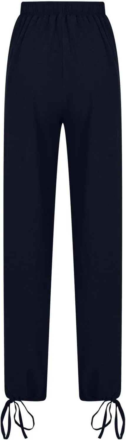 Linen Pants Women's Summer Drawstring Waist Wide Leg Pant Loose Cotton Linen Palazzo Slacks Casual Beach Long Trousers
