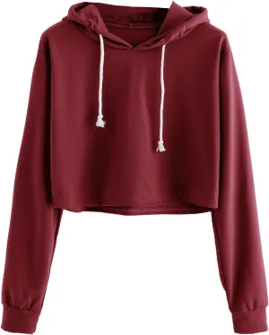 MakeMeChic Women's Cropped Hoodie Casual Workout Crop Sweatshirt Tops