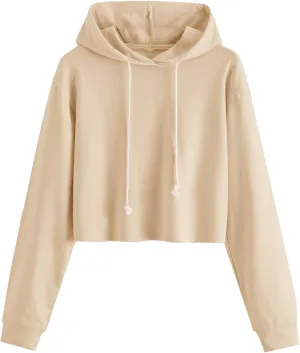 MakeMeChic Women's Cropped Hoodie Casual Workout Crop Sweatshirt Tops