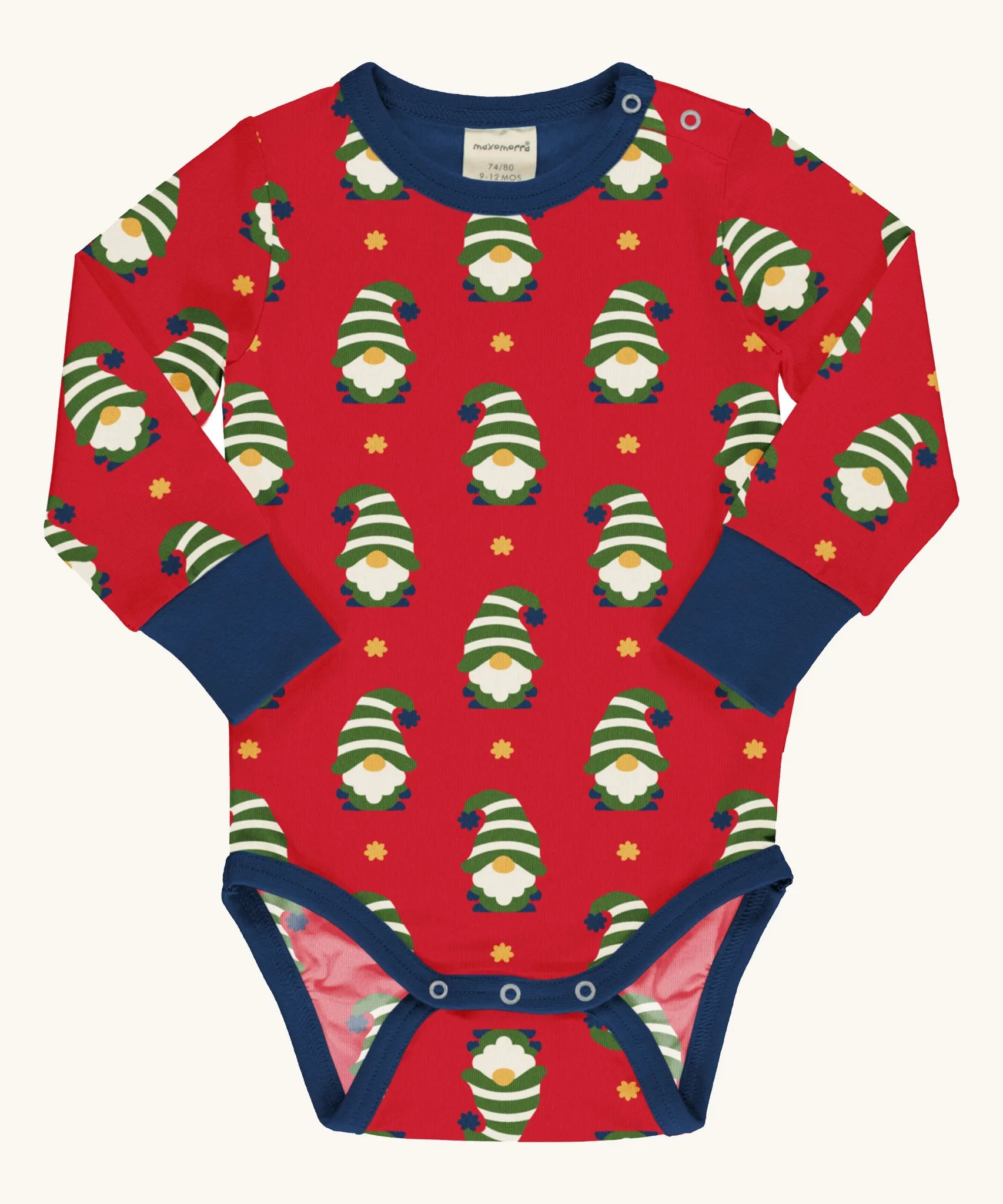 Maxomorra Swedish Santa Long Sleeve Bodysuit