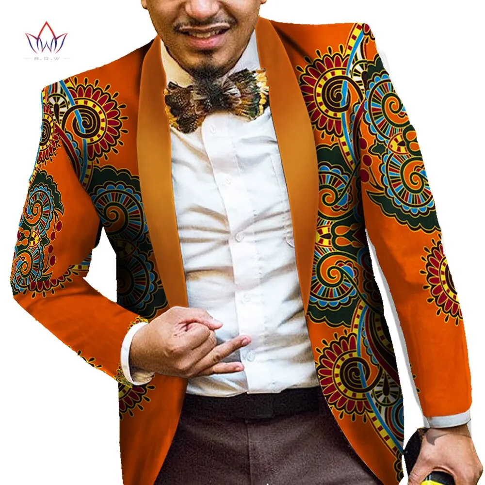 Men African Print Long Sleeve Trendy Ankara Slim Fit Blazer
