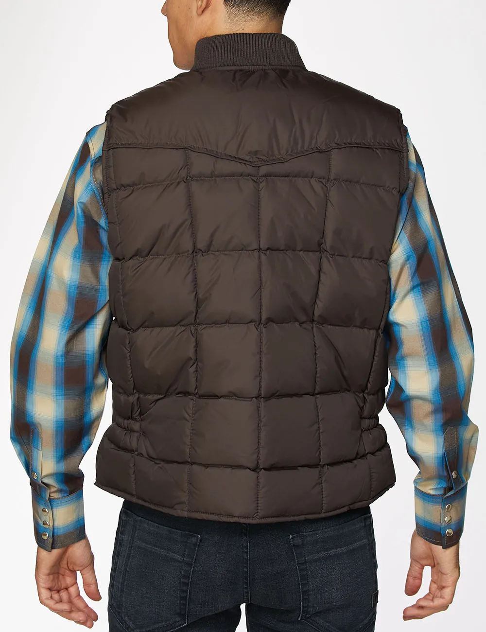 Men's Canvas Quilted  Sleeveless Vest-ACV29-Brown