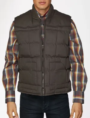 Men's Canvas Quilted  Sleeveless Vest-ACV29-Brown