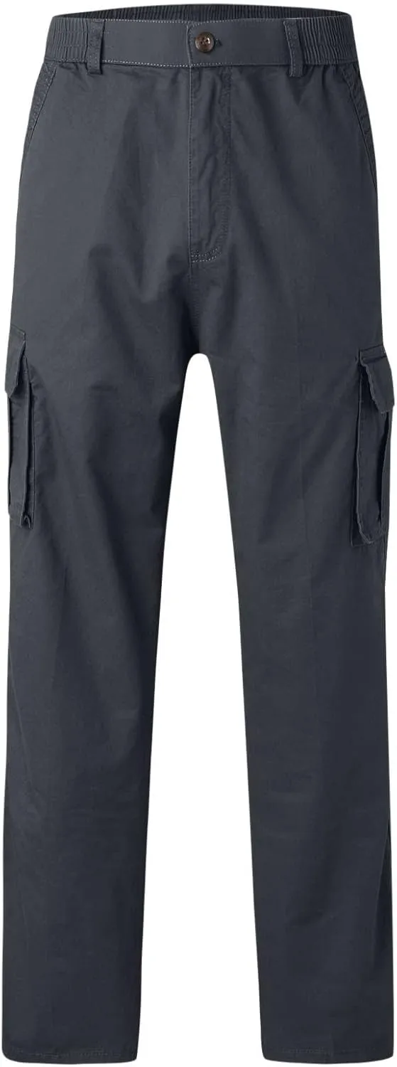 Mens Cargo Sweatpants Multi-Pockets Casual Plus Size Track Pants Zip Elastic Waist Loose Fit Durable Tactical Pants