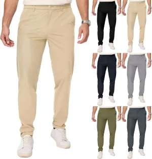 Mens Chino Pants Lightweight Quick Dry Golf Pants Stretch Slim Fit Business Casual Work Dress Slacks Zipper Pocket