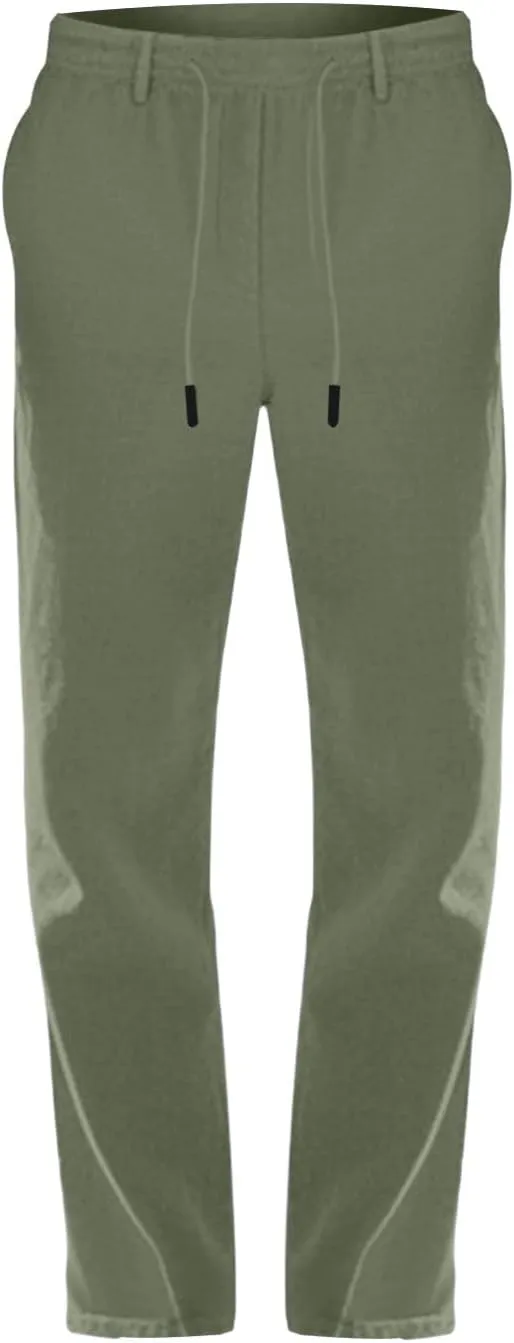Men's Cotton Linen Pants Loose Fit Straight Legs Elastic Waist Drawstring Lounge Trousers Plus Size Baggy Beach Pants