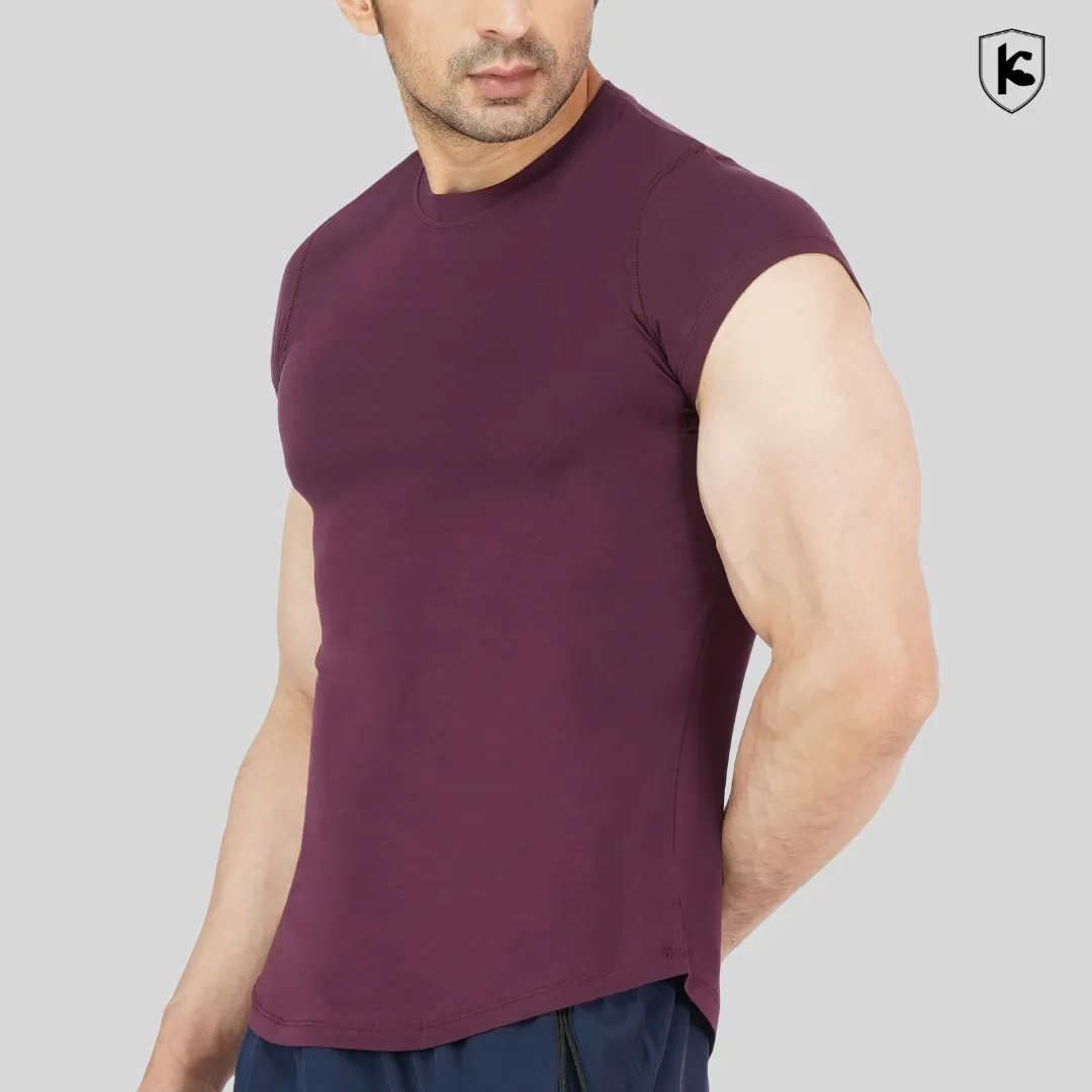 Mens Crop Sleeves Cotton Lycra T-shirt
