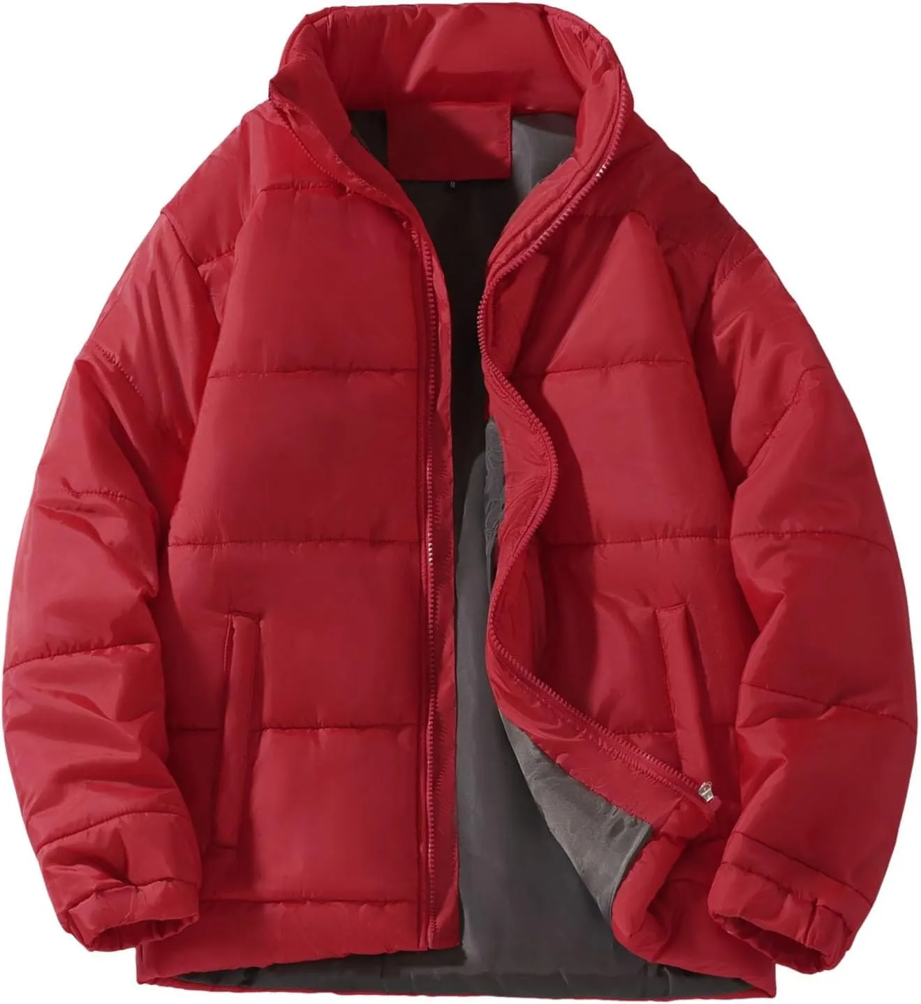 Men's Down Puffer Jacket Packable Lightweight Puffy Bubble Hooded Winter Coat Windproof Zipper Down Jacket