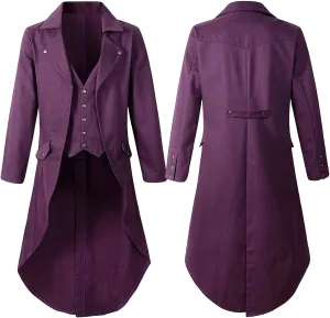 Men's Gothic Vintage Long Jacket Retro Punk Steampunk Wind Cloak Cardigan Long Trench Coats Renaissance Tuxedo Jackets