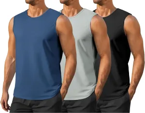 Men's Gym Tank Top Quick Dry 3 Pack Sleeveless Muscle Shirts Sun Protection UPF50  Running Workout Tank Tops
