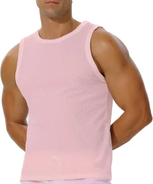 Men's Mesh Workout Tank Top Fitted Sleeveless Shirt for Casual Gym Muscle Training