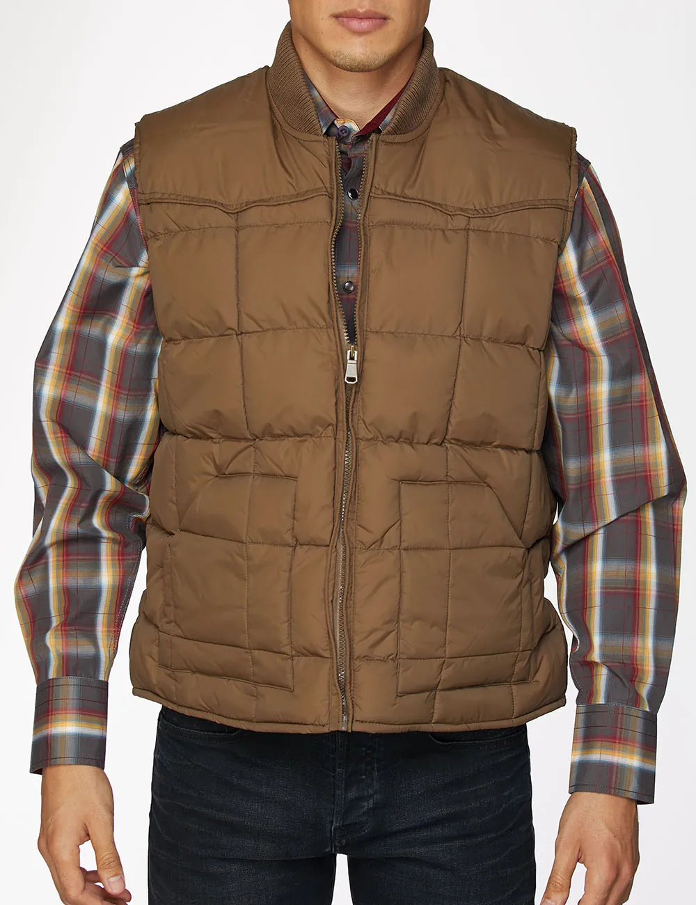 Men's Nylon Quilted Sleeveless Vest-NV629-Mushroom