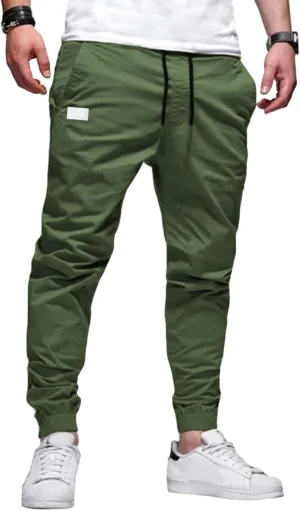 Men's Outdoor Jogging Casual Joggers Pants Slim Fit Workout Cargo Pant Straight Hiking Running Track Sweatpants