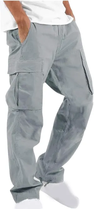 Muscularfit Cargo Pants for Men Slim Fit Joggers Lightweight Cotton Casual Straight Sweatpants Jogger Running Jersey Pants