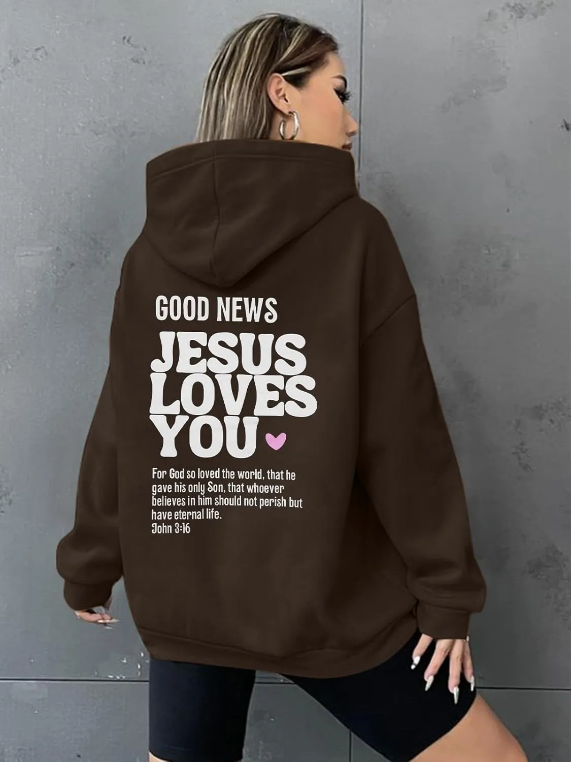 MYHALF Christian Sweatshirt Women Jesus Loves You Hoodie Oversized Jesus Faith Pullover Inspirational Long Sleeve Tops