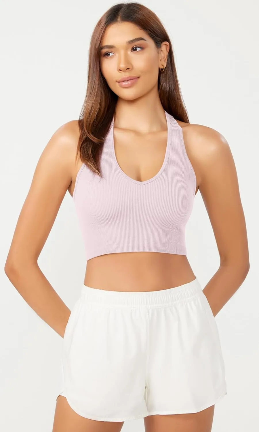 ODODOS 3-Pack Seamless Racerback Crop Tank for Women Ribbed Knit Soft Crop Tops