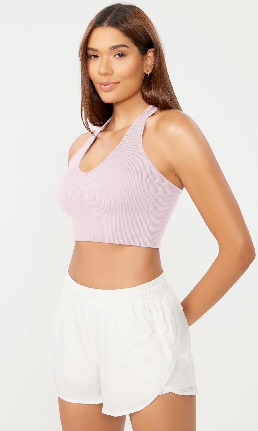 ODODOS 3-Pack Seamless Racerback Crop Tank for Women Ribbed Knit Soft Crop Tops