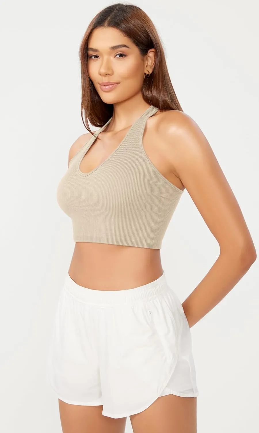 ODODOS 3-Pack Seamless Racerback Crop Tank for Women Ribbed Knit Soft Crop Tops