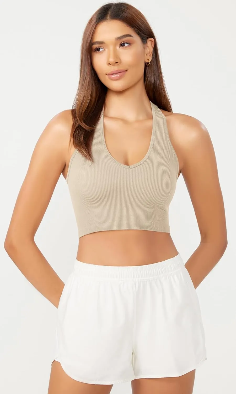 ODODOS 3-Pack Seamless Racerback Crop Tank for Women Ribbed Knit Soft Crop Tops