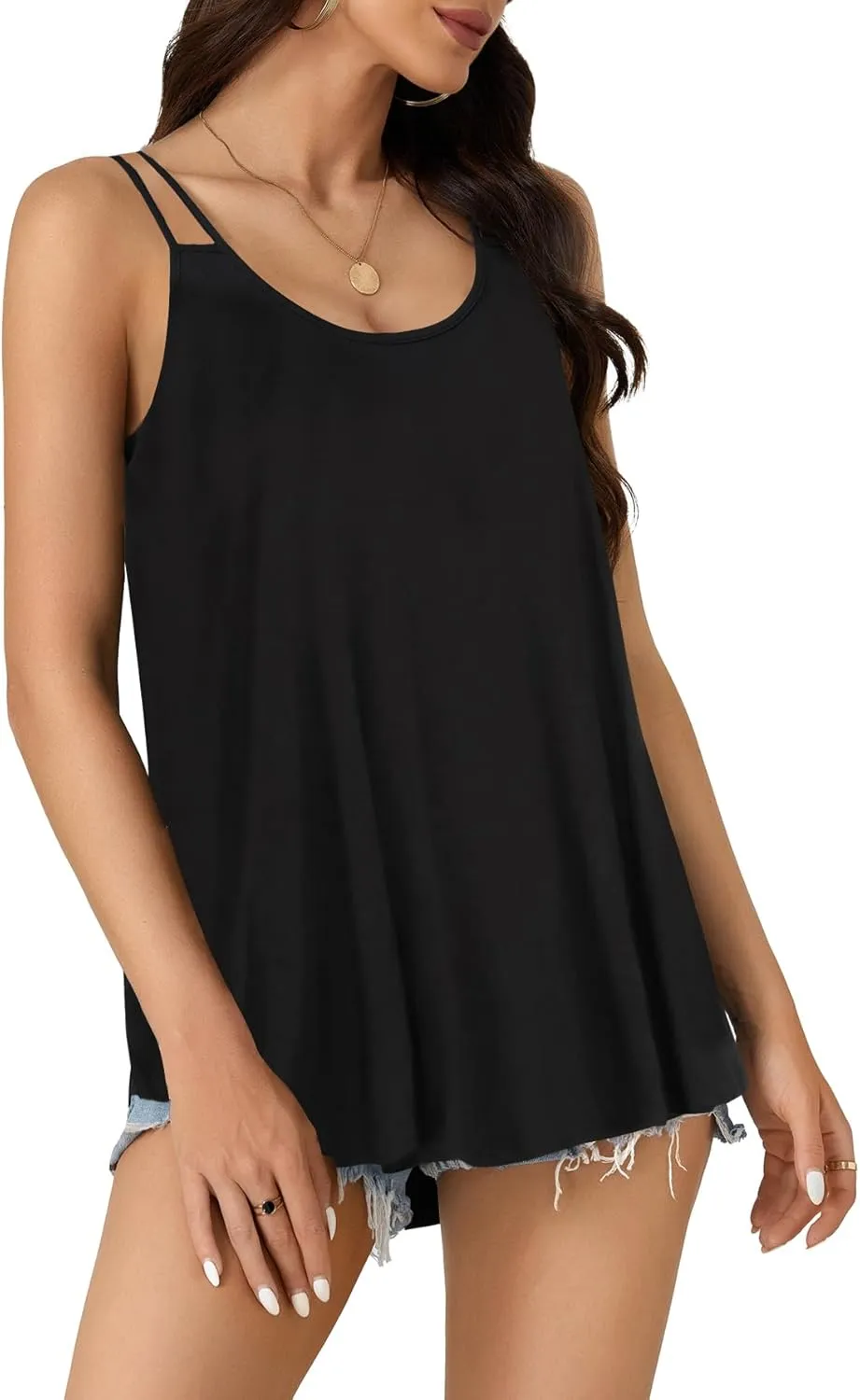 OPOIPIN Women's Casual Tank Top Scoop Neck Sleeveless Summer Spaghetti Strap Camisoles Shirt