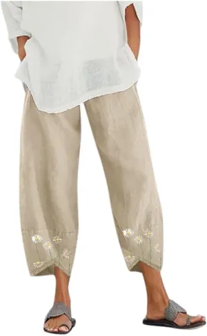Pant Petite Loose Women Straight Summer Pants High Casual Waist Long Solid Cotton Pants Womens High