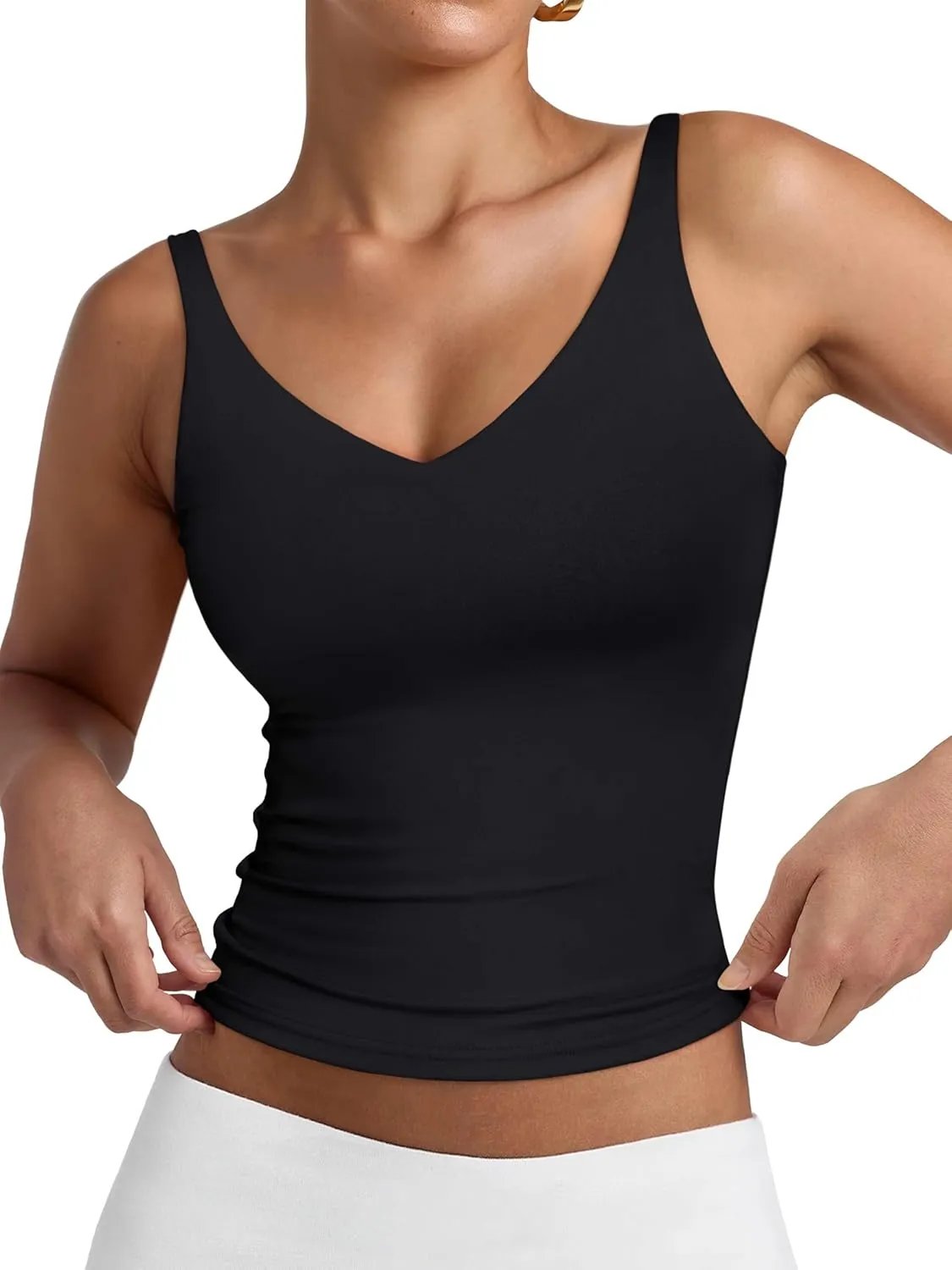 PINKMSTYLE Womens Sexy V Neck Cami Top Sleeveless Double Lined Tank Tops Going Out Y2K Spaghetti Strap Crop Tops 2025