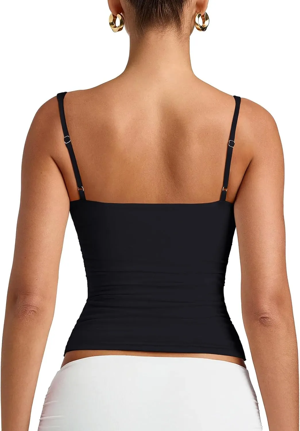 PINKMSTYLE Womens Sexy V Neck Cami Top Sleeveless Double Lined Tank Tops Going Out Y2K Spaghetti Strap Crop Tops 2025