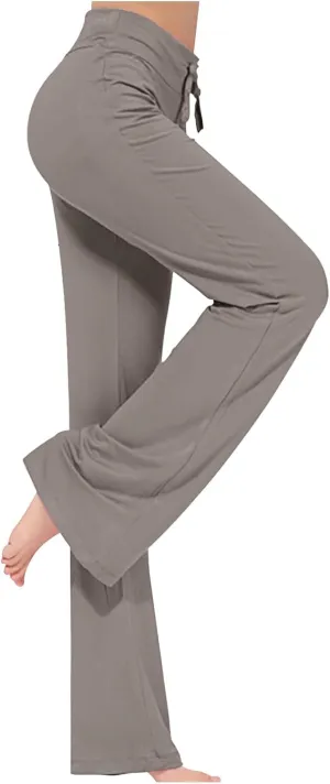 Plus Size Yoga Pants for Women 2024 Casual Drawstring Elastic High Waist Wide Leg Workout Pants Loose Comfy Trousers
