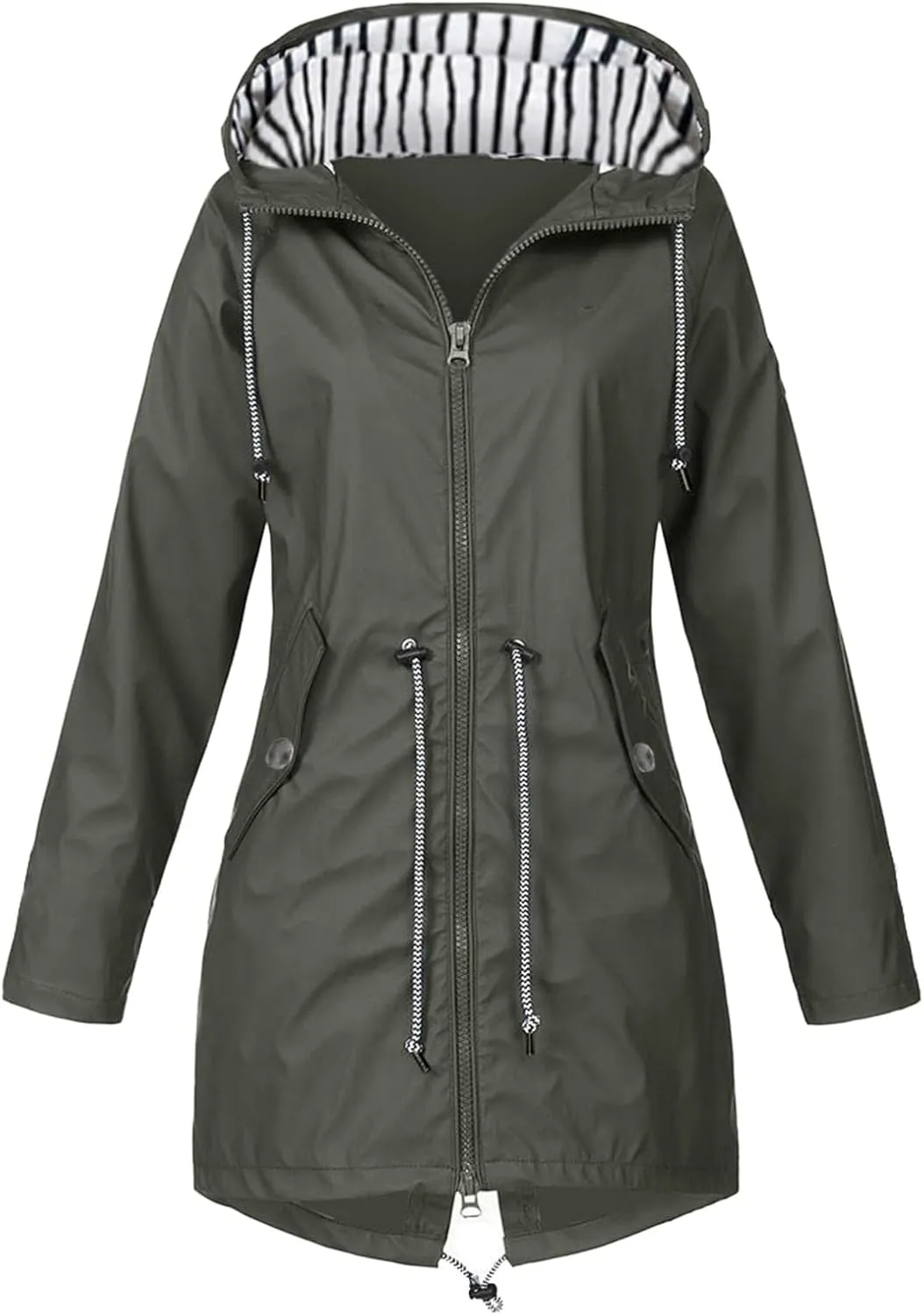 Rain Jacket for Women Lightweight Long Hooded Raincoat Waterproof Outdoor Travel Hiking Windbreaker Trench Coats