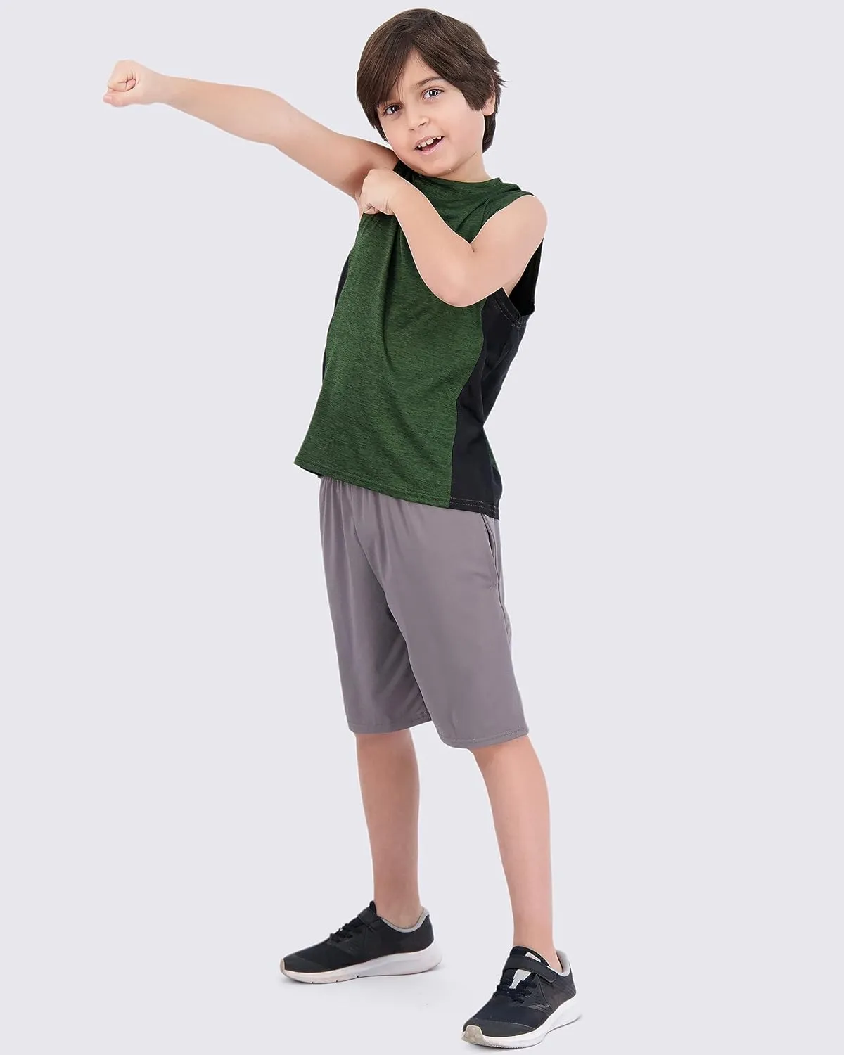 Real Essentials 5 Pack: Boys Dry-Fit Active Athletic Performance Tank Top