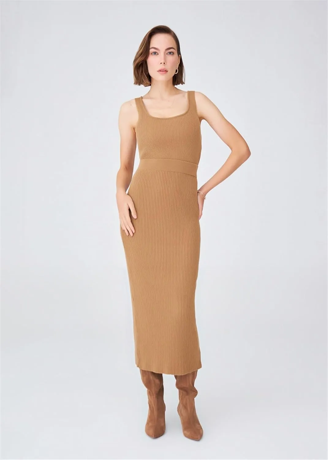 Rib Knitted Cashmere Blended High Waist Pencil Women's Knitwear Skirt